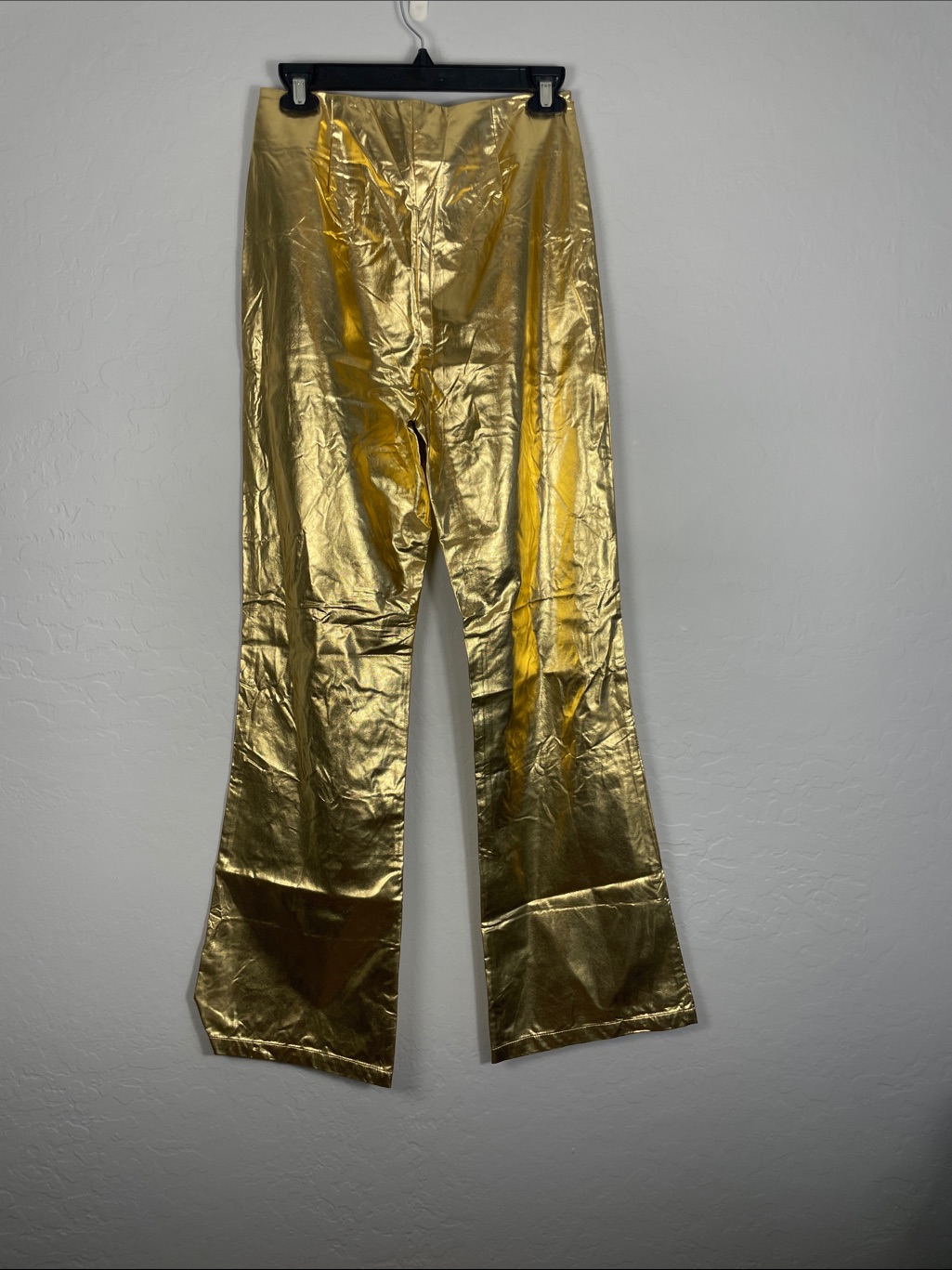 New Hosbjerg Metallic Gold Unique Straight Leg Pants Size Small Disco Fashion — image 5 of 8